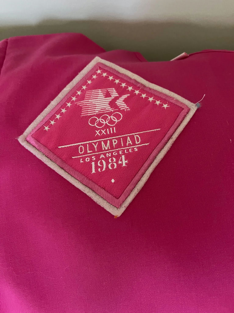 Arthur Young Olympics 1984 Art Prints and Pink Olympiad Jacket Patch and shirt - image 4 of 5
