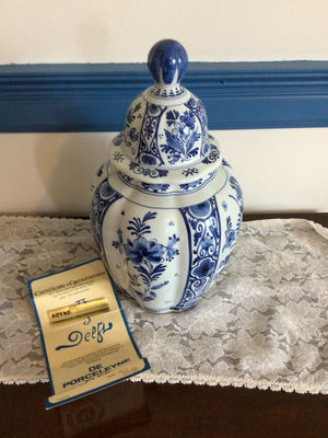 Blue and White Delftware Jar with Lid - Image 1 of 5
