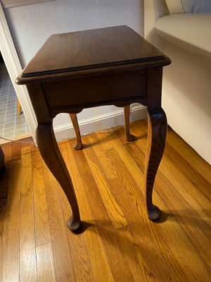 Wooden end table with drawer and cabriole legs 23x23x14 1/2 - Image 1 of 2