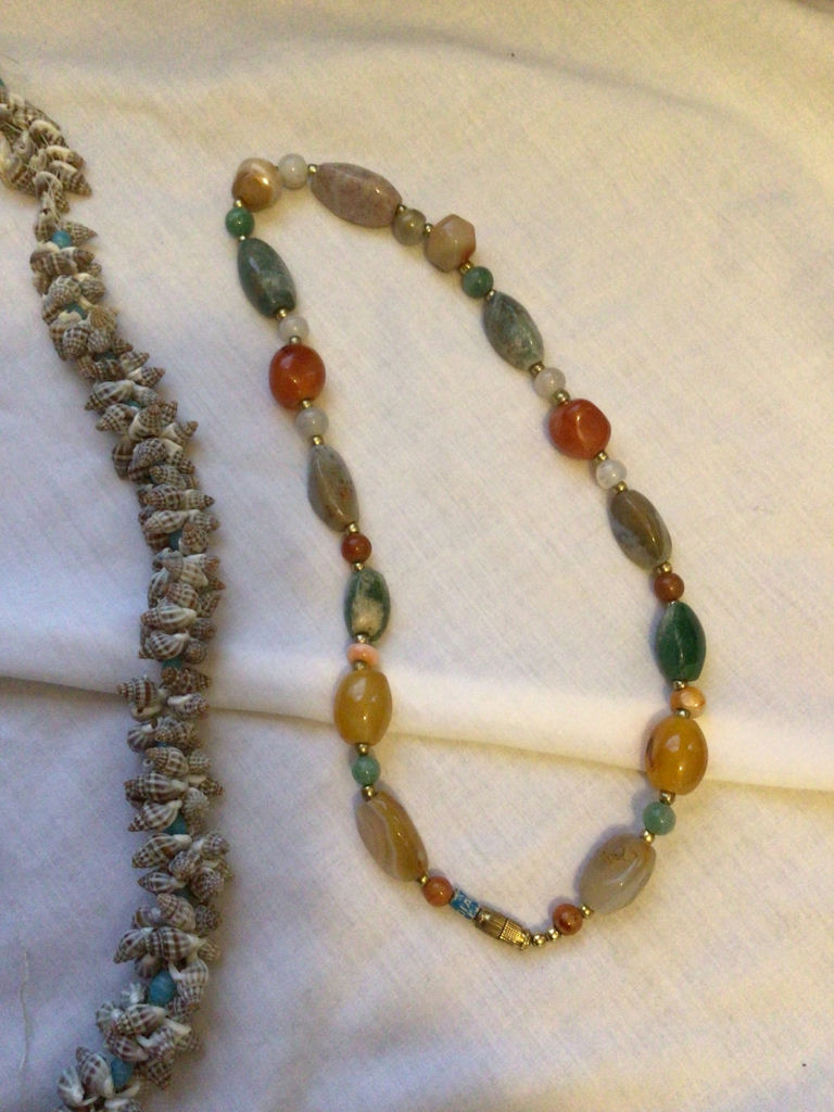 Shell bead necklace and colorful beaded necklace - image 2 of 3