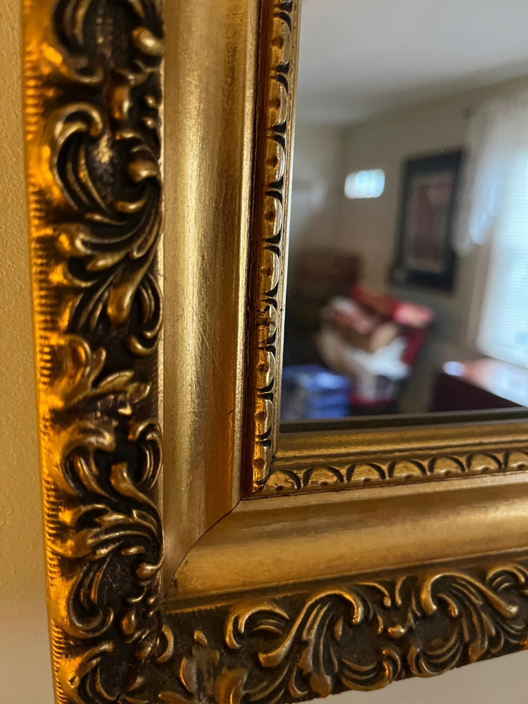 Ornate gold-framed wall mirror 32x26 - image 2 of 2