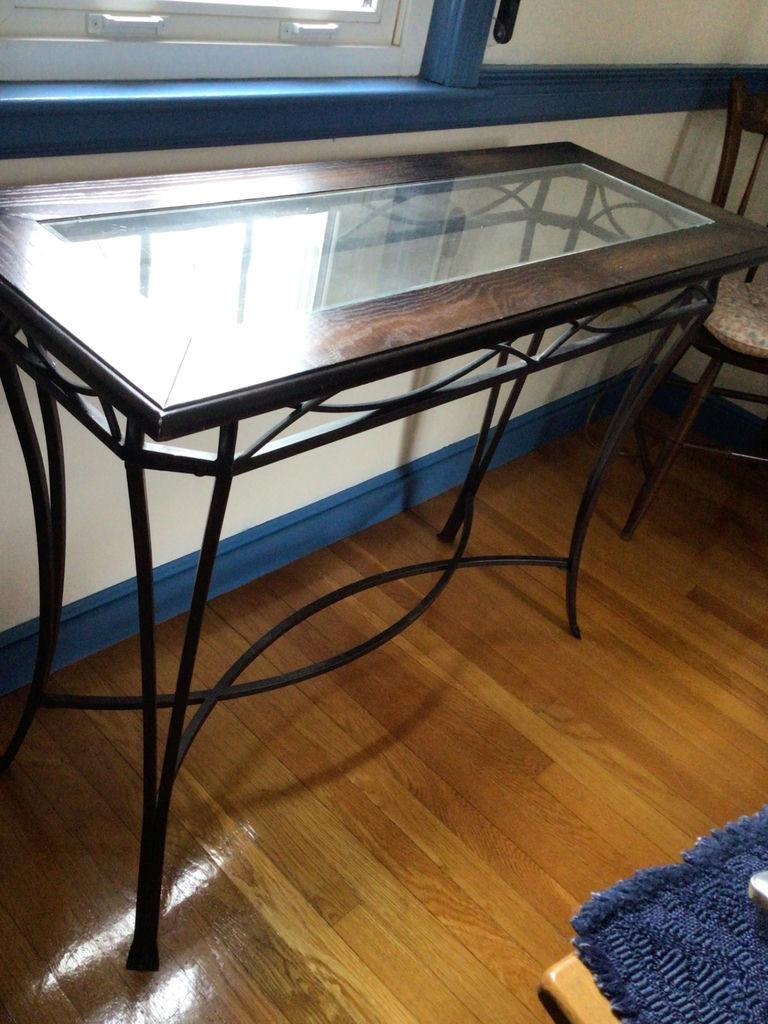 Glass-top metal console table - image 1 of 2