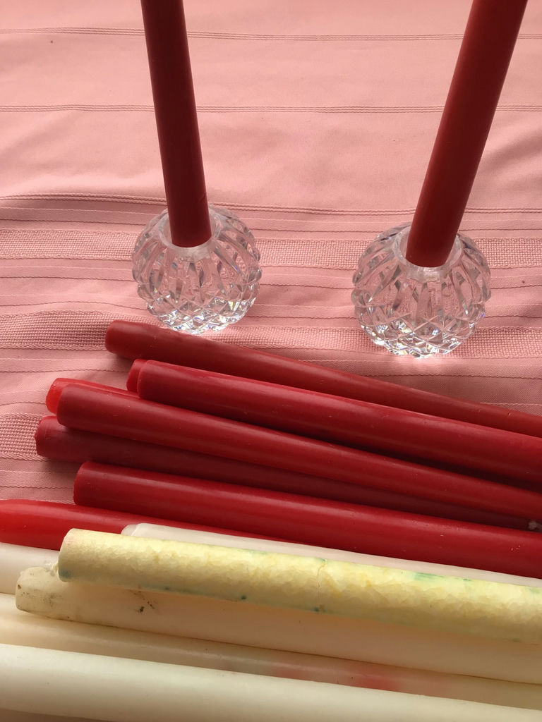 Assorted taper candles with crystal candle holders - image 3 of 3