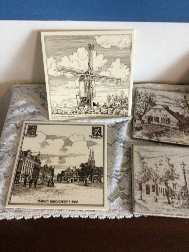 Set of square vintage Dutch town engraved trivets - image 2 of 4