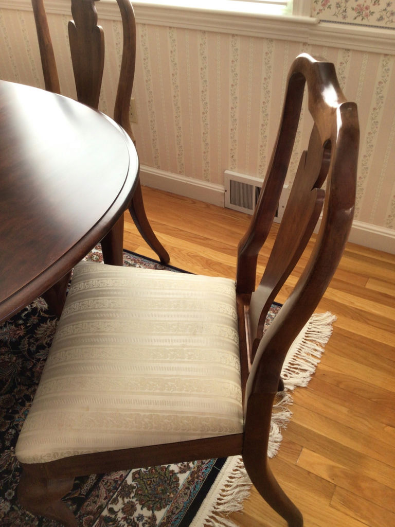 Oval dining table with six carved wooden chairs - image 2 of 4