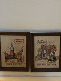 Framed cross-stitch panels: Olde Boston and Olde Philadelphia - thumbnail 1 of 3