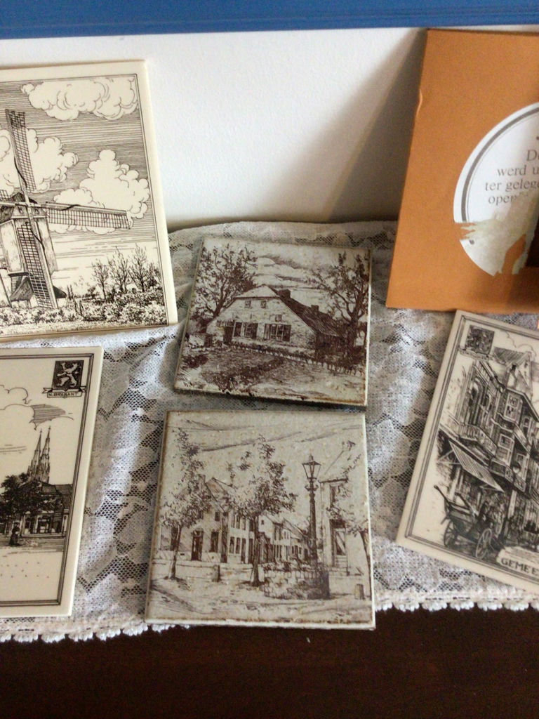 Set of square vintage Dutch town engraved trivets - image 3 of 4