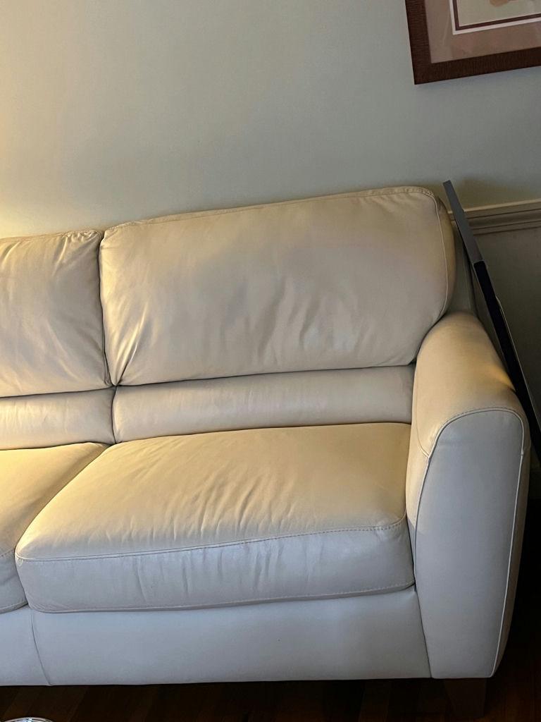 Beige leather sofa 78” - image 2 of 3