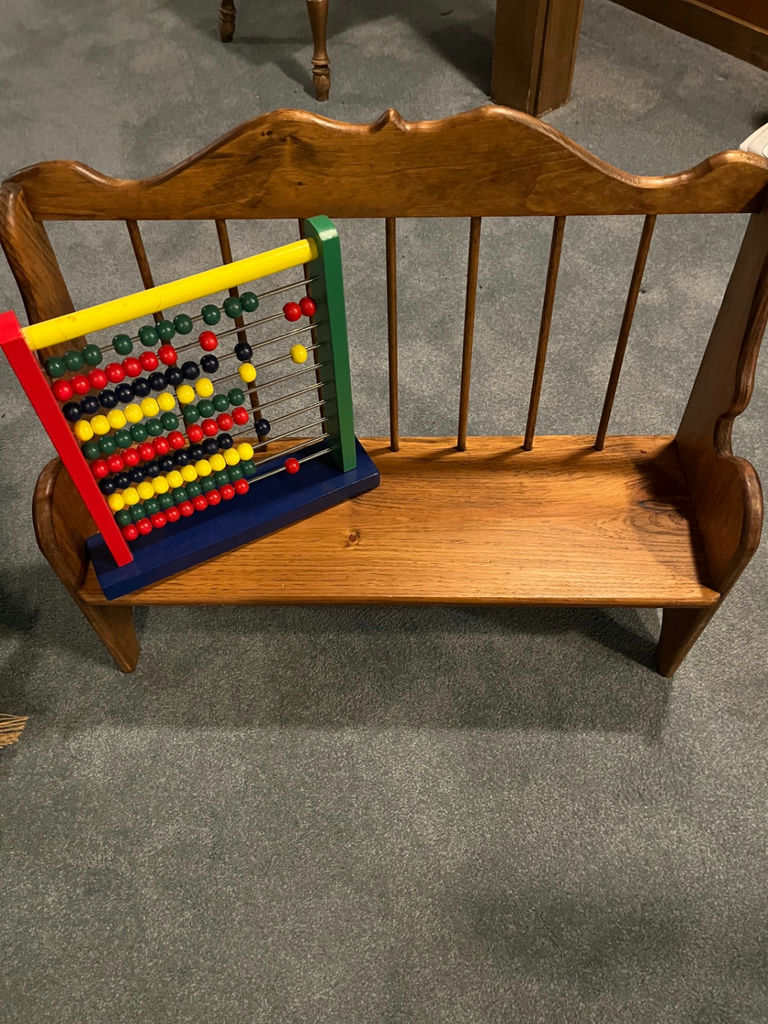 Wooden doll bench with colorful abacus - image 1 of 1