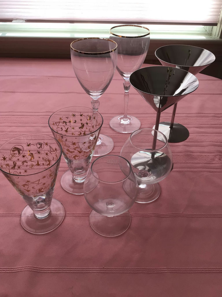 Assorted glassware and metal stemware - image 1 of 4