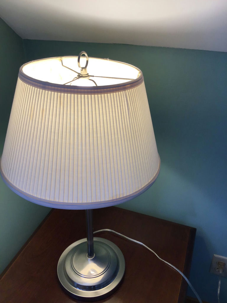 Metal table lamp with pleated shade - image 1 of 2