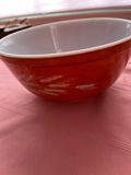 Red Pyrex bowl with wheat motif - thumbnail 1 of 3