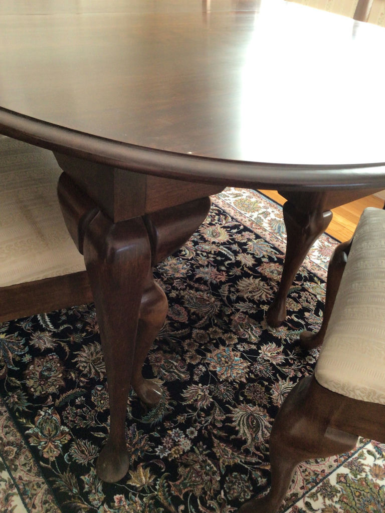 Oval dining table with six carved wooden chairs - image 4 of 4