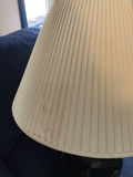 Black ceramic table lamp with floral motif and pleated shade - thumbnail 3 of 3