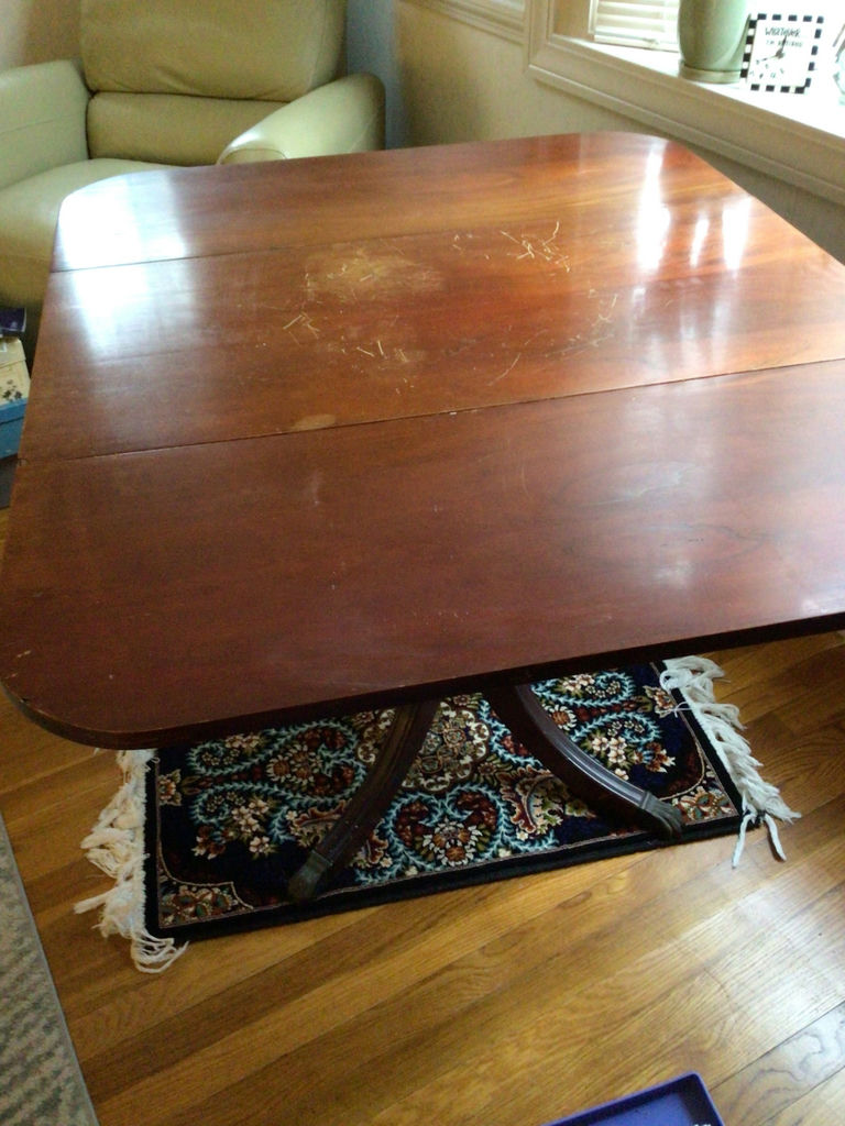Wooden dining table with pedestal base - image 3 of 4