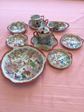 Japanese porcelain dinnerware set with colorful transfer prints - thumbnail 1 of 4