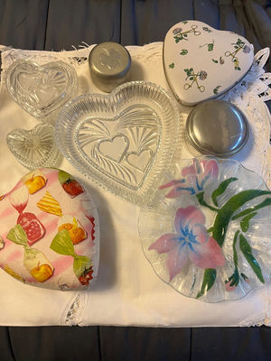 Assorted Heart-Shaped Glass Dishes and Decorative Containers - Image 1 of 2