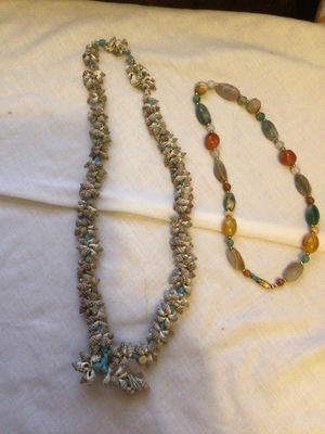 Shell bead necklace and colorful beaded necklace - Image 1 of 3