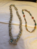 Shell bead necklace and colorful beaded necklace - thumbnail 1 of 3