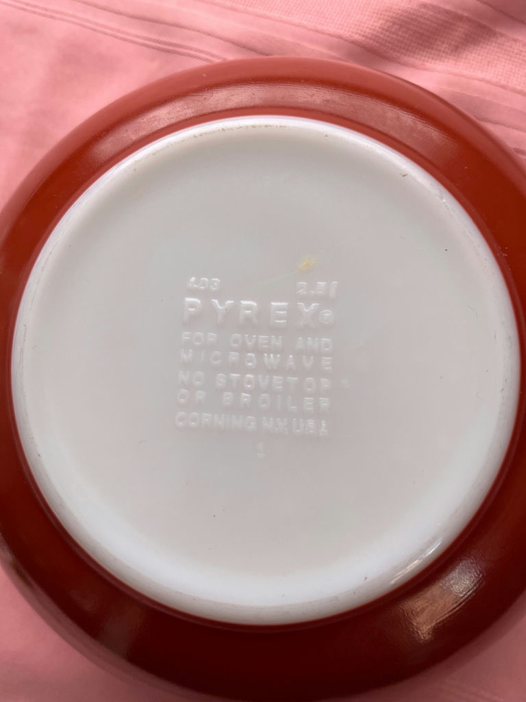 Red Pyrex bowl with wheat motif - image 2 of 3