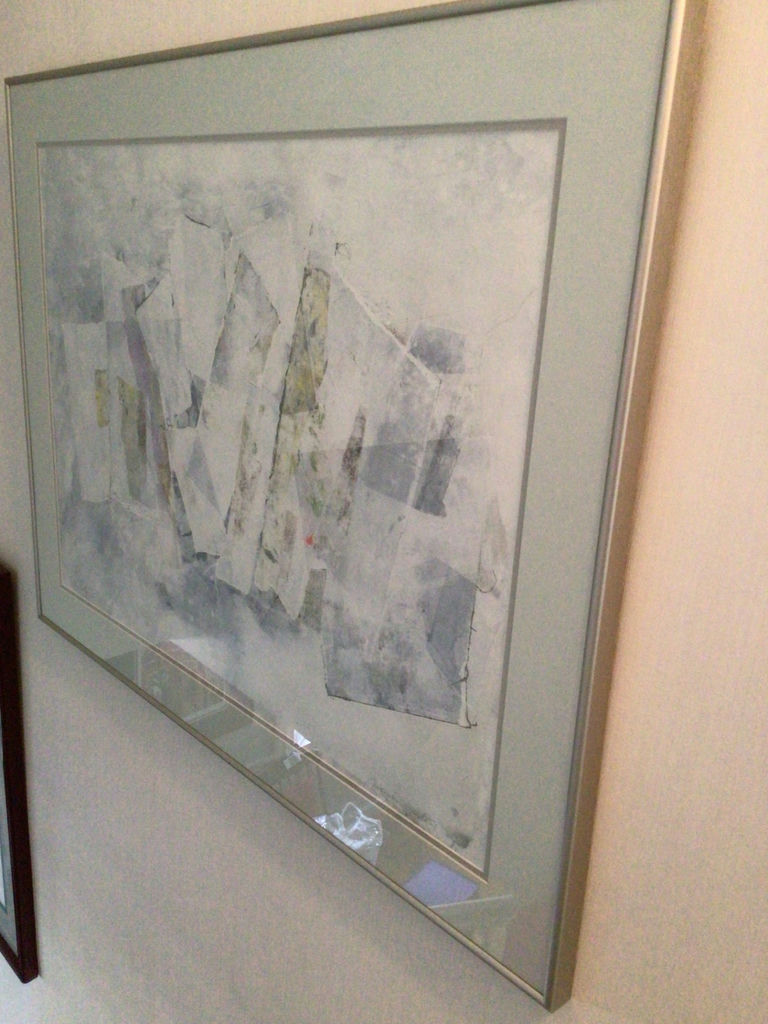 Framed abstract collage artwork - image 1 of 3