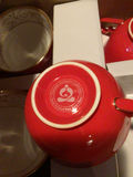 Red bone china tea set with teapot and cups - thumbnail 4 of 4
