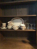 Floral pattern china dinnerware set with plates, bowls, cups and stemware - thumbnail 1 of 3