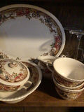 Floral pattern china dinnerware set with plates, bowls, cups and stemware - thumbnail 3 of 3
