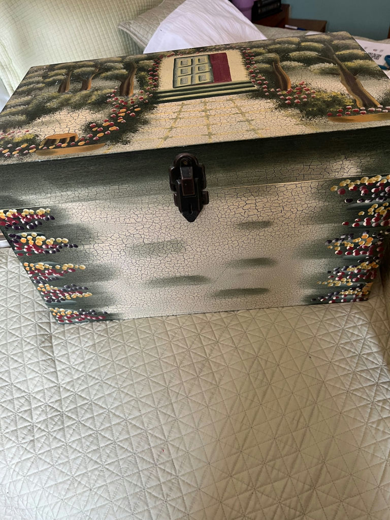 crackled‑finish storage trunk - image 1 of 5