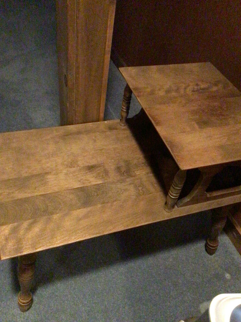 Two-tier wooden tables with turned legs - image 2 of 2