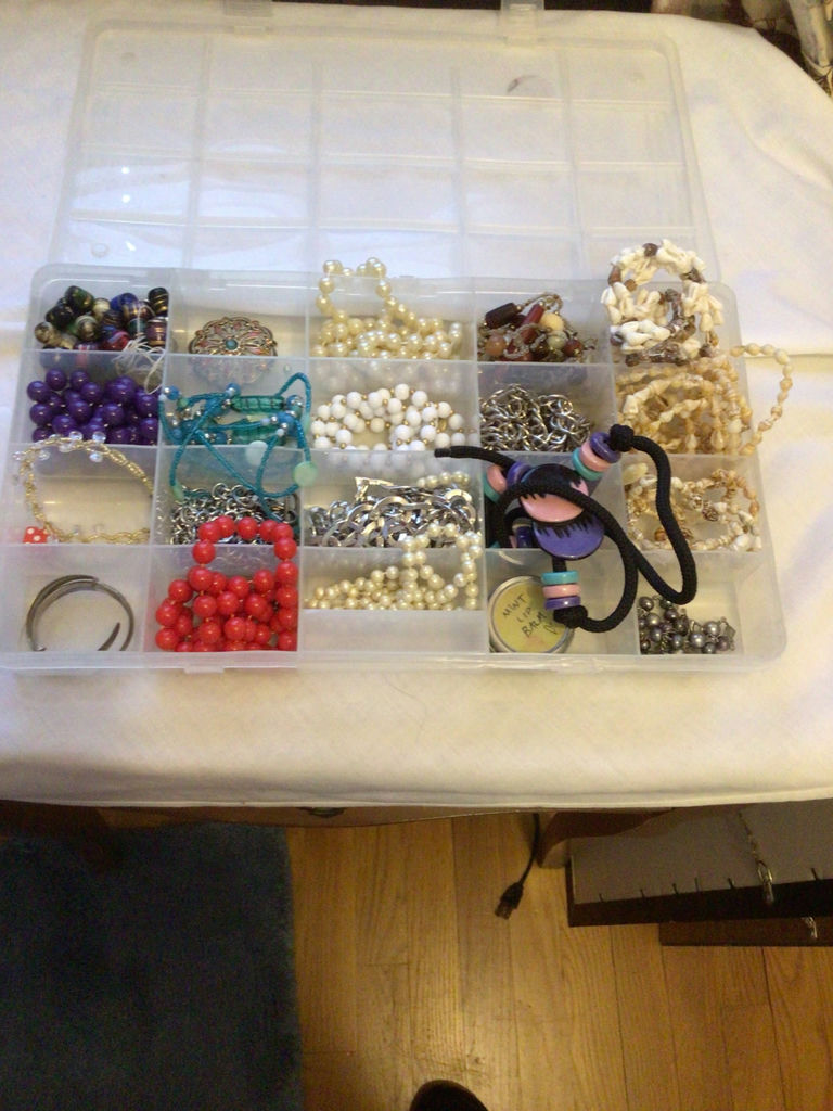 Assorted beads and jewelry in a compartment organizer - image 2 of 5