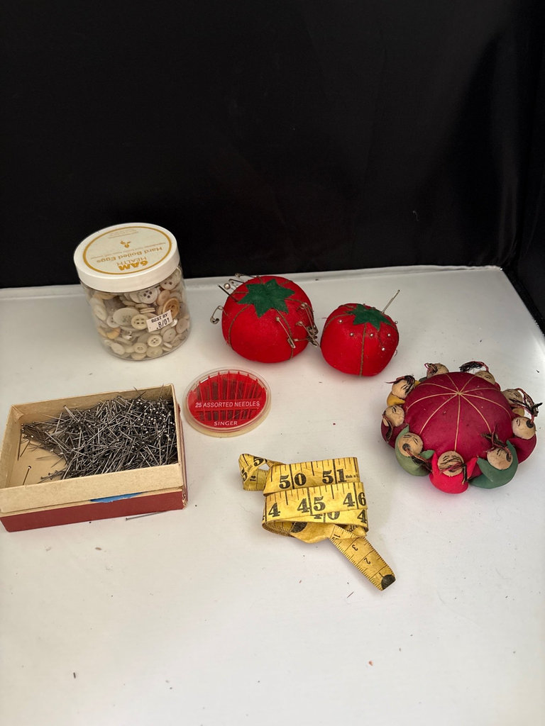 Mid Century Wicker Sewing Box with Sewing Accessories and Tools  - image 10 of 12
