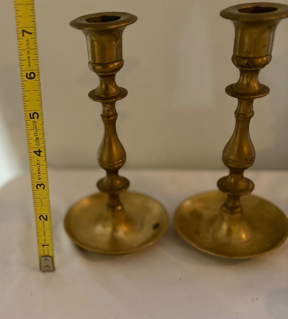 8 Vintage Brass Candlestick Holders  - image 5 of 12