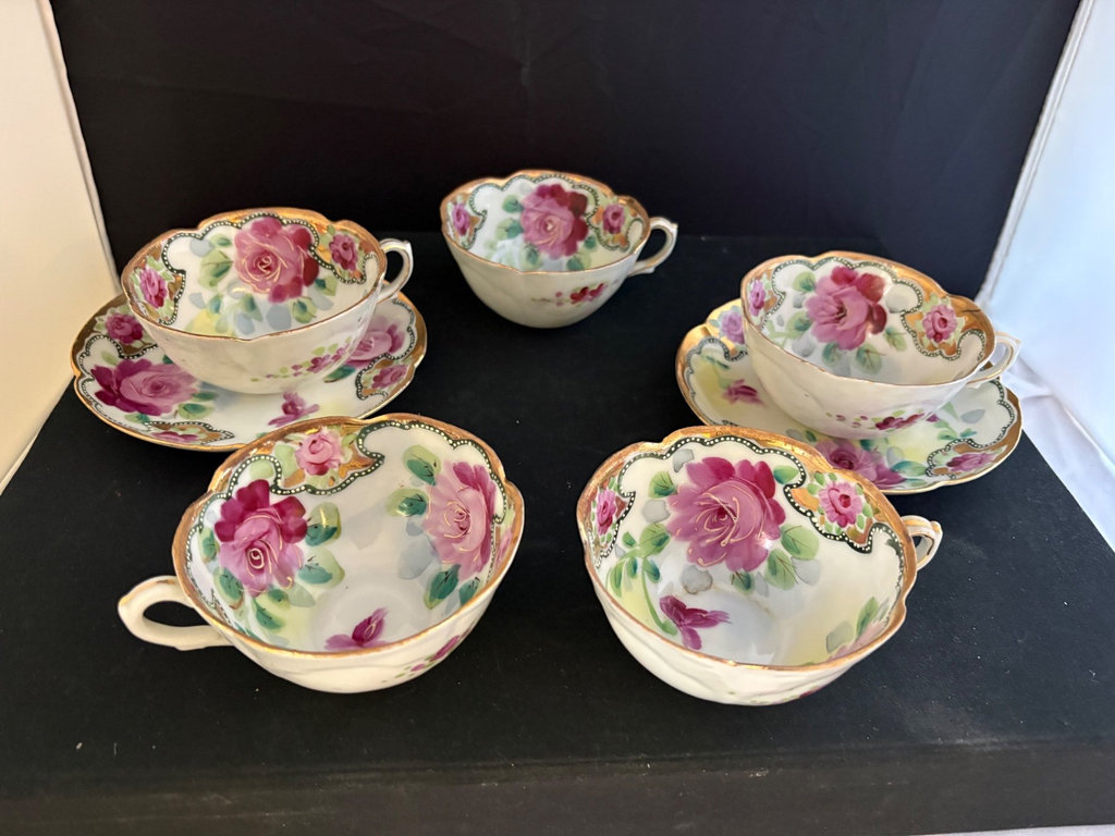 Japanese Nippon Hand Painted Moriage Tea Set+ Serve Bowls  - image 9 of 9