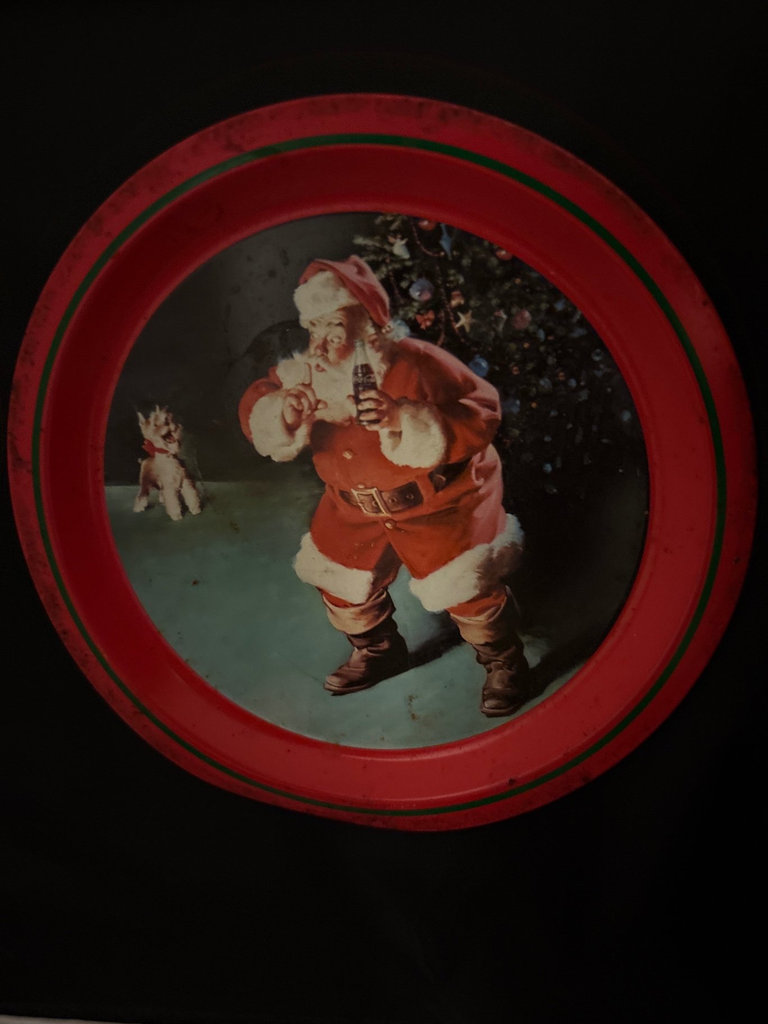 Retro Coca Cola Santa Tray + Vintage Christmas Decor - image 2 of 13