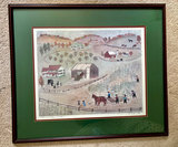Folk Art Print: Xtian Newswanger titled "Fall - Corn Cutting in Amishland", Xtian Newswanger - thumbnail 1 of 7