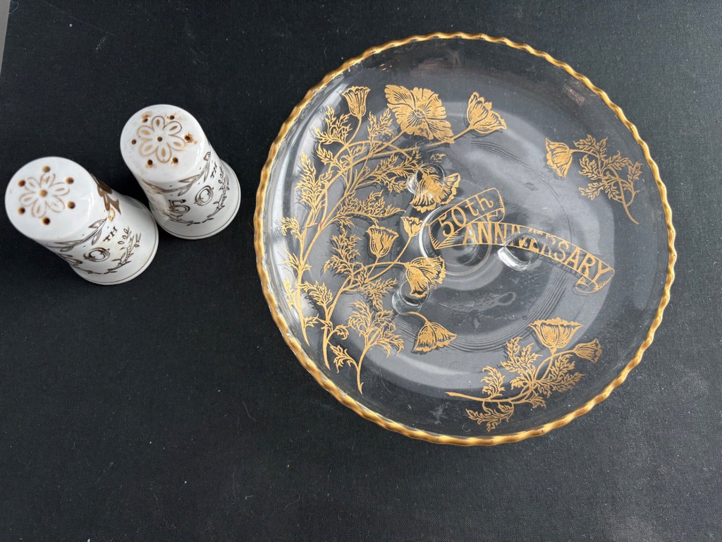  Golden Anniversary Limoges Gilded Rose Stand and More - image 10 of 12