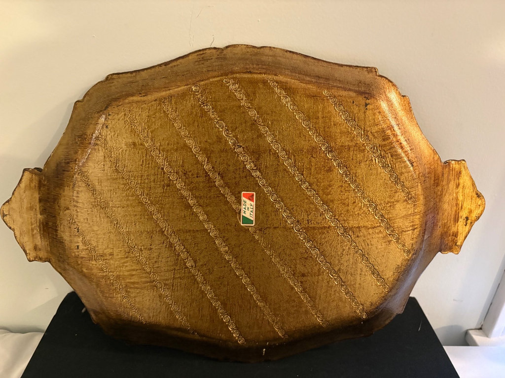Vintage Sicilian Folk Art and Florentian Wooden Tole Tray - image 3 of 10