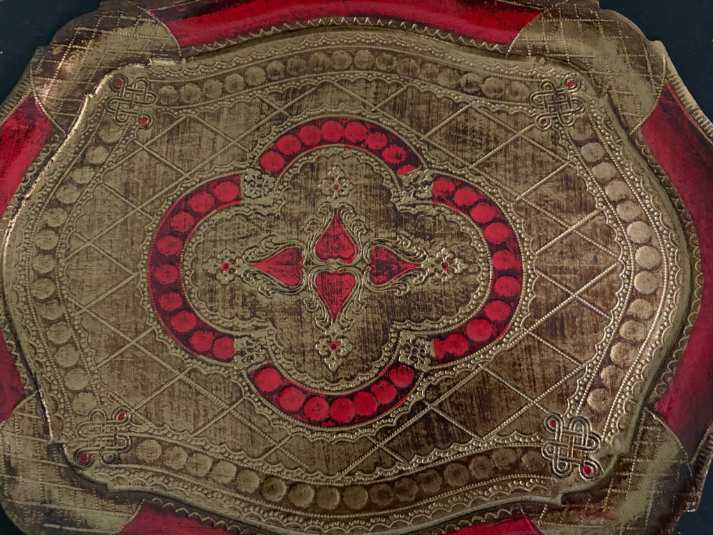 Vintage Sicilian Folk Art and Florentian Wooden Tole Tray - image 2 of 10