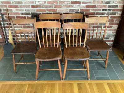 Antique Wood Side Chairs - Image 1 of 9