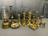 Brass Candleholders + Oil Lamp - thumbnail 1 of 12