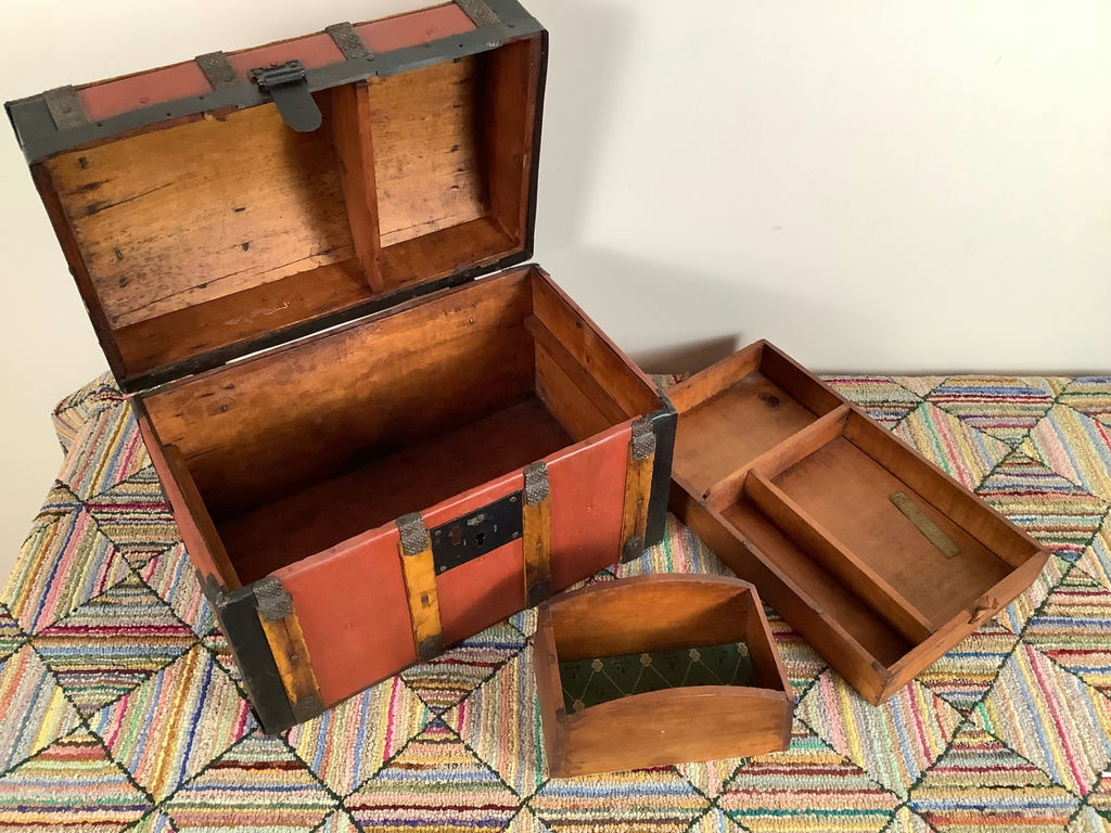 Antique Kirk-Latty Toy Steamer Trunk - image 4 of 7