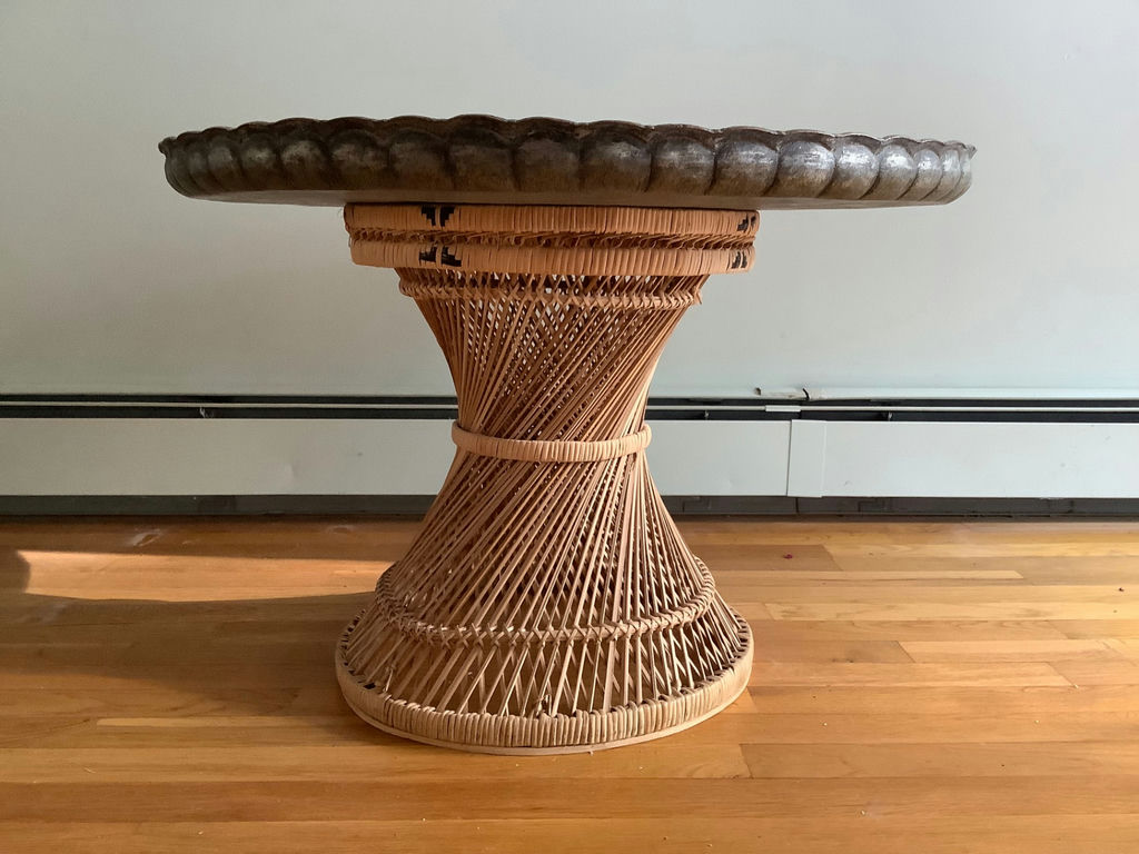 Copper Tray w/ Wicker Stand - image 1 of 4