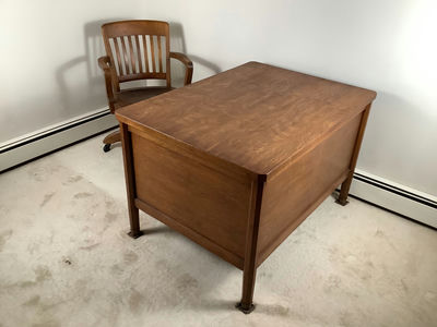 Antique Globe-Wernicke Oak Desk & Chair - Image 1 of 11