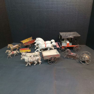 Antique Metal Wagon Toys - Image 1 of 16