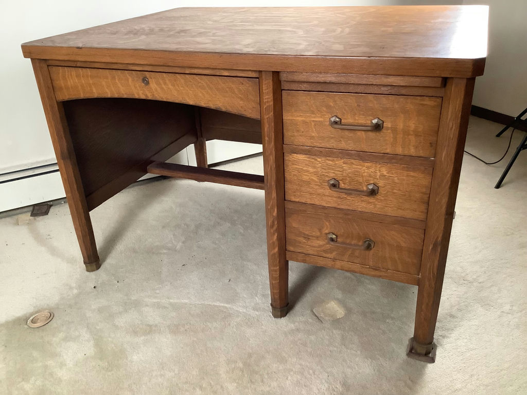 Antique Globe-Wernicke Oak Desk & Chair - image 3 of 11