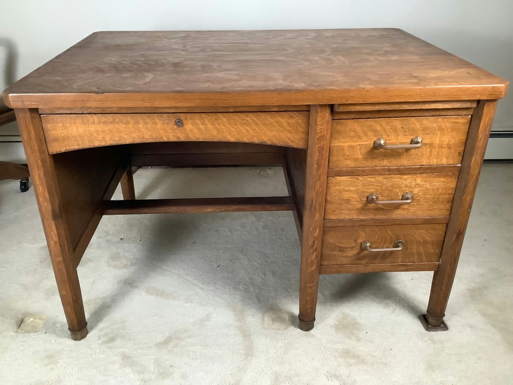 Antique Globe-Wernicke Oak Desk & Chair - image 6 of 11