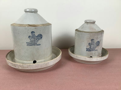 Antique Stoneware Chicken Feeders - Image 1 of 5
