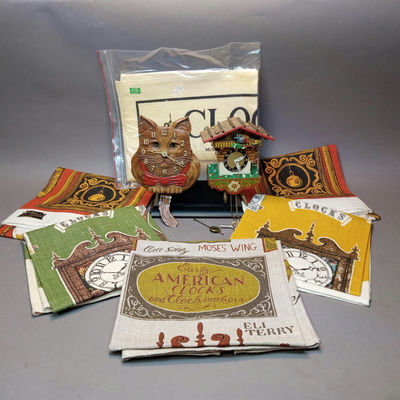 Vintage Linen Tea Towels & Clocks - Image 1 of 21