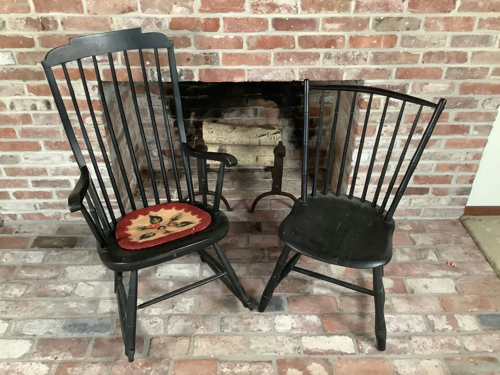 Antique Black Chair and Rocker - image 1 of 7